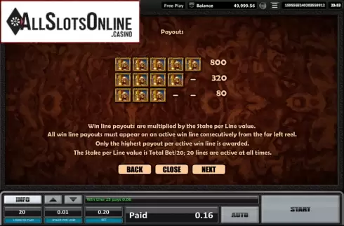 Paytable 3. Time is money from Realistic