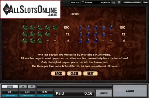 Paytable 5. Time is money from Realistic