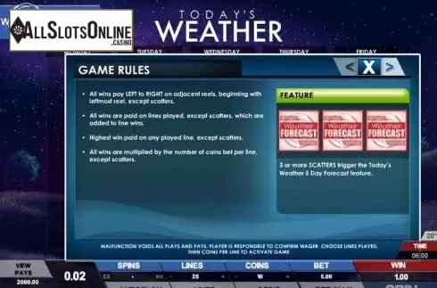 Paytable 1. Today's Weather from Genesis