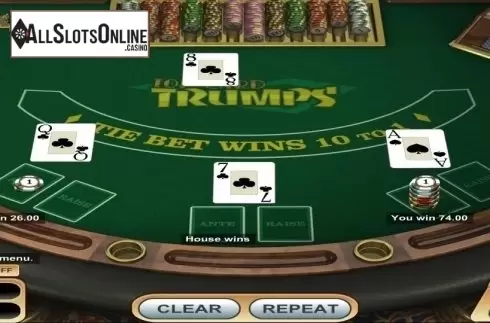 Game Screen. Top Card Trumps (Betsoft) from Betsoft
