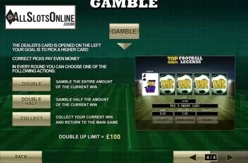 Paytable 4. Top Trumps World Football Legends from Playtech
