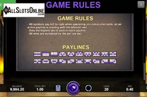 Paylines Screen. Torch of Fire from Caleta Gaming
