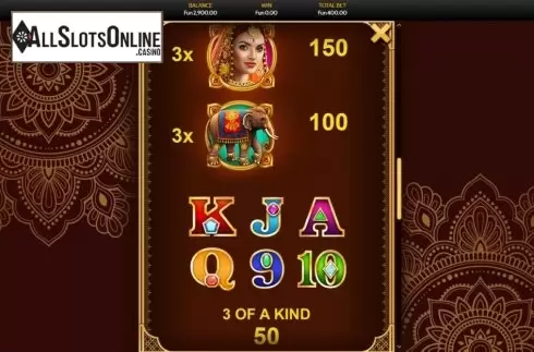 Paytable. Traveling Treasures – India from OneTouch
