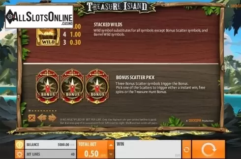 Paytable 1. Treasure Island (Quickspin) from Quickspin