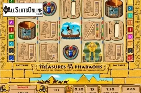 Game Workflow screen. Treasure of the Pharaohs from Pragmatic Play