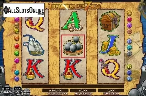Bonus Symbol screen. Treasures Of The 7 Seas from R. Franco