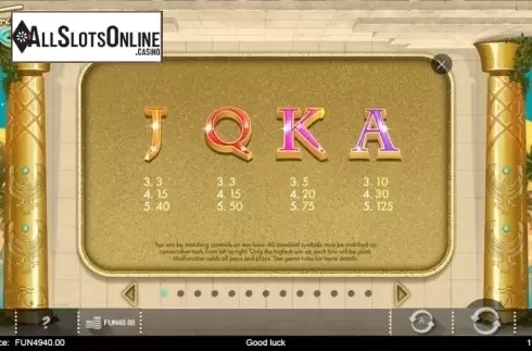 Paytable 1. Treasure of Horus from IronDog