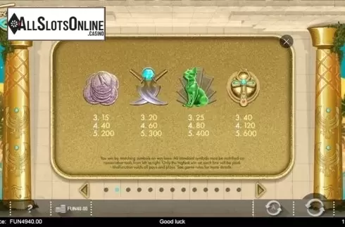 Paytable 2. Treasure of Horus from IronDog