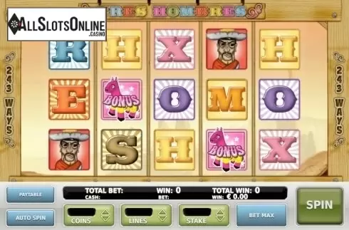Reel screen. Tres Hombres from OMI Gaming