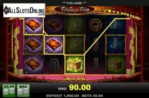 Win Screen. Tricky Trio from Merkur