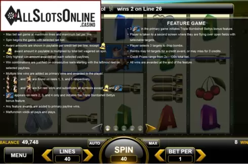 Features. Triple Bombshell Betties from Spin Games