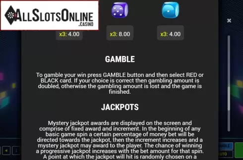 Paytable 2. Triple Dice from Fazi