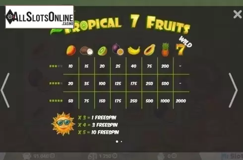 Screen2. Tropical7Fruits from MrSlotty