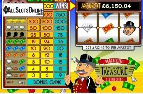 Game Workflow screen. Tycoon's Treasure Progressive from Gamesys