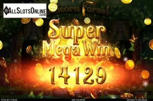 Big win screen. Unicorn Forest from Leap Gaming