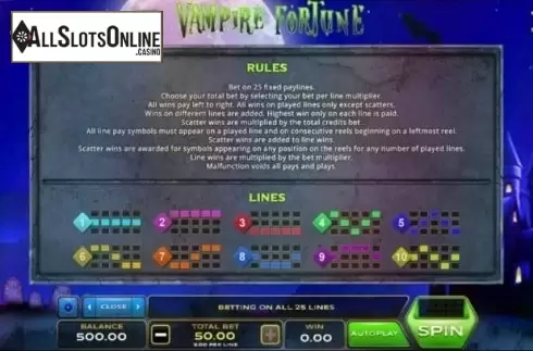 Lines. Vampire Fortune from Xplosive Slots Group