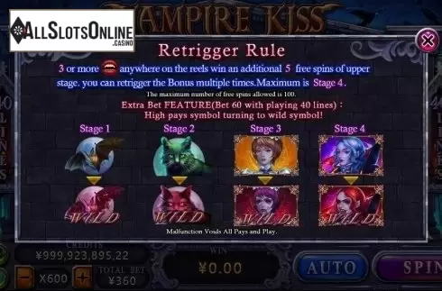 Rule. Vampire Kiss (CQ9Gaming) from CQ9Gaming