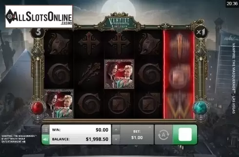 Free Spins screen. Vampire: The Masquerade – Las Vegas from Foxium