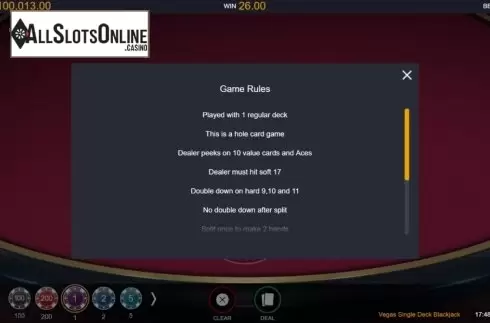 Info 1. Vegas Single Deck Blackjack (Switch Studios) from Switch Studios