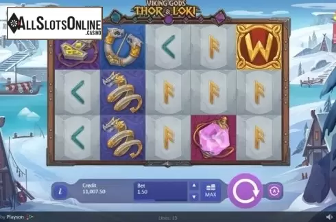 Game Workflow screen. Viking Gods Thor and Loki from Playson
