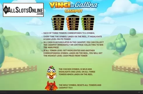 Paytable. Vinci La Gallina from Skywind Group