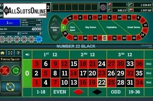 Game Screen 4. Virtual Roulette (EGT) from EGT