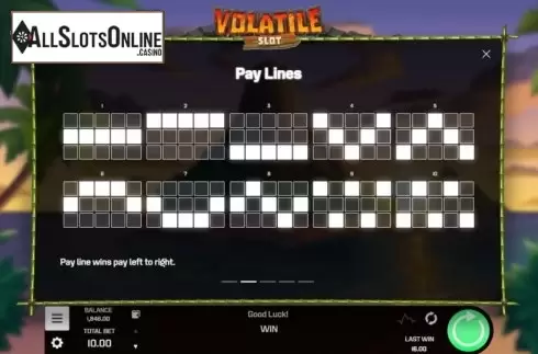 Paylines. Volatile Slot from Golden Rock Studios
