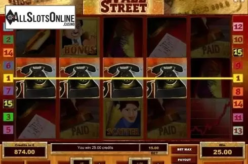 Win screen. Wall Street from Tom Horn Gaming