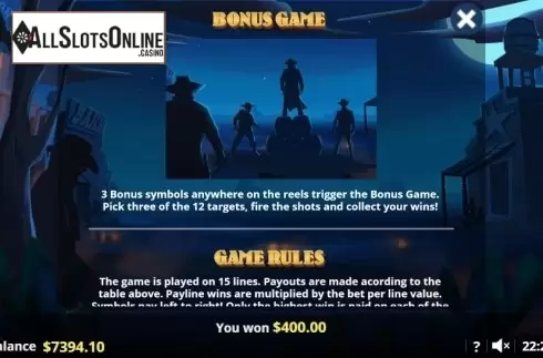 Paytable 3. Weight of the Gun from Lady Luck Games