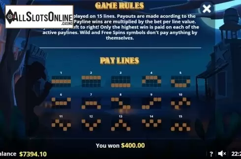 Paytable 4. Weight of the Gun from Lady Luck Games