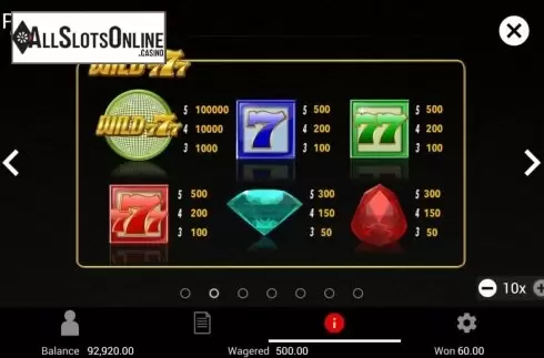Paytable 2. Wild 777 from Swintt