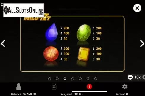 Paytable 3. Wild 777 from Swintt