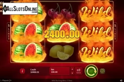 Win Screen 1. Wild Burning Wins: 5 lines from Playson
