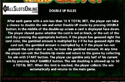 Paytable 3. Wild Clover from Casino Technology