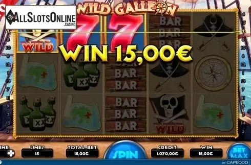 Wild win screen 2. Wild Galleon from Capecod Gaming