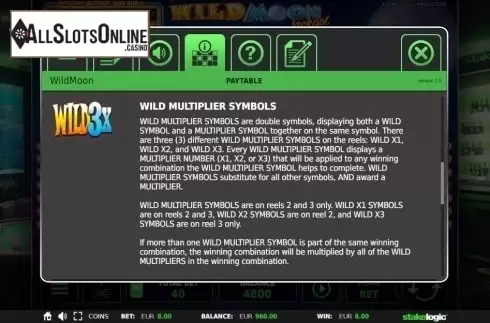 Wild Multiplier. Wild Moon Jackpot 5k from StakeLogic