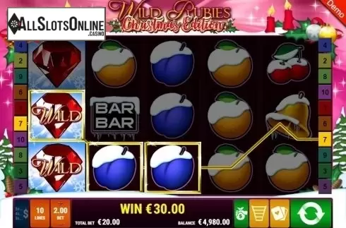Win Screen. Wild Rubies Christmas Edition from Gamomat