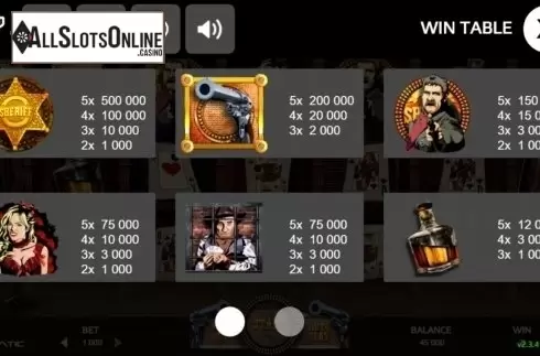 Paytable 1. Wild Saloon (Promatic Games) from Promatic Games