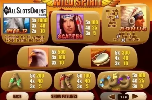 Paytable 1. Wild Spirit (Playtech) from Playtech