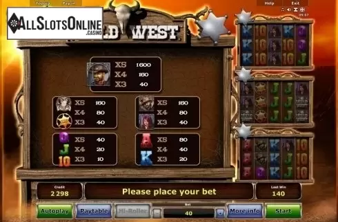 Paytable 1. Wild West Hi-Roller (Novomatic) from Novomatic