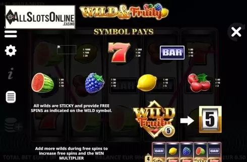 Symbols. Wild and Fruity from Leander Games
