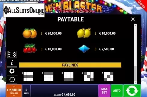 Paytable 2. Win Blaster Christmas Edition from Gamomat