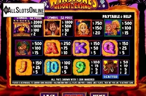 Paytable 2. Winstones Resort & Casino from Genesis