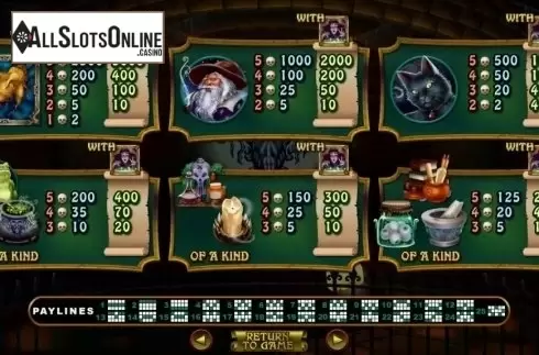 Paytable. Witchs Brew (RTG) from RTG
