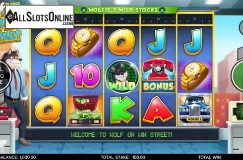 Reels screen. Wolf on Win Street from CORE Gaming