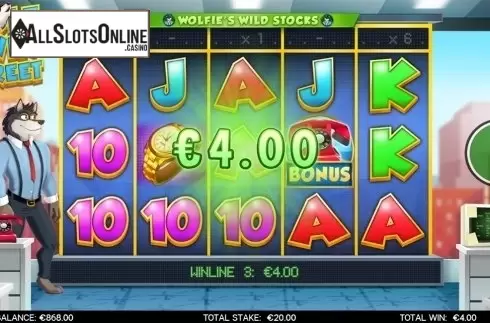 Win screen. Wolf on Win Street from CORE Gaming