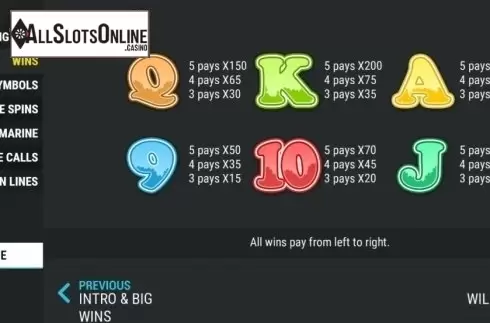Paytable 2. Woodstock Slots from Slot Factory