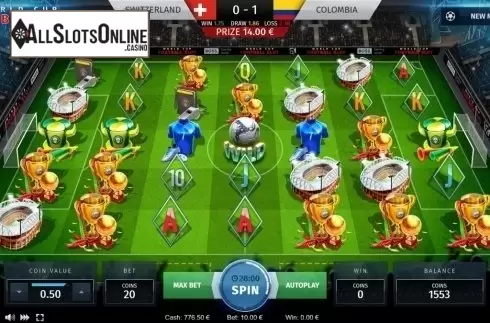 Free Spins screen. World Cup Football Slot from Thunderspin