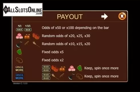 Paytable . Xi You Mario from Triple Profits Games