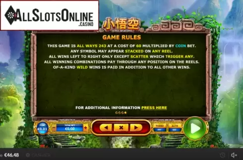 Game rules. Xiao Wu Kong from Skywind Group